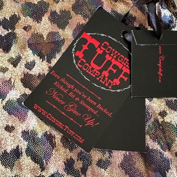 Cowgirl Tuff Company Pullover Button Up Medium Leopard Shiny Multicolor‎ NWT - Picture 5 of 6